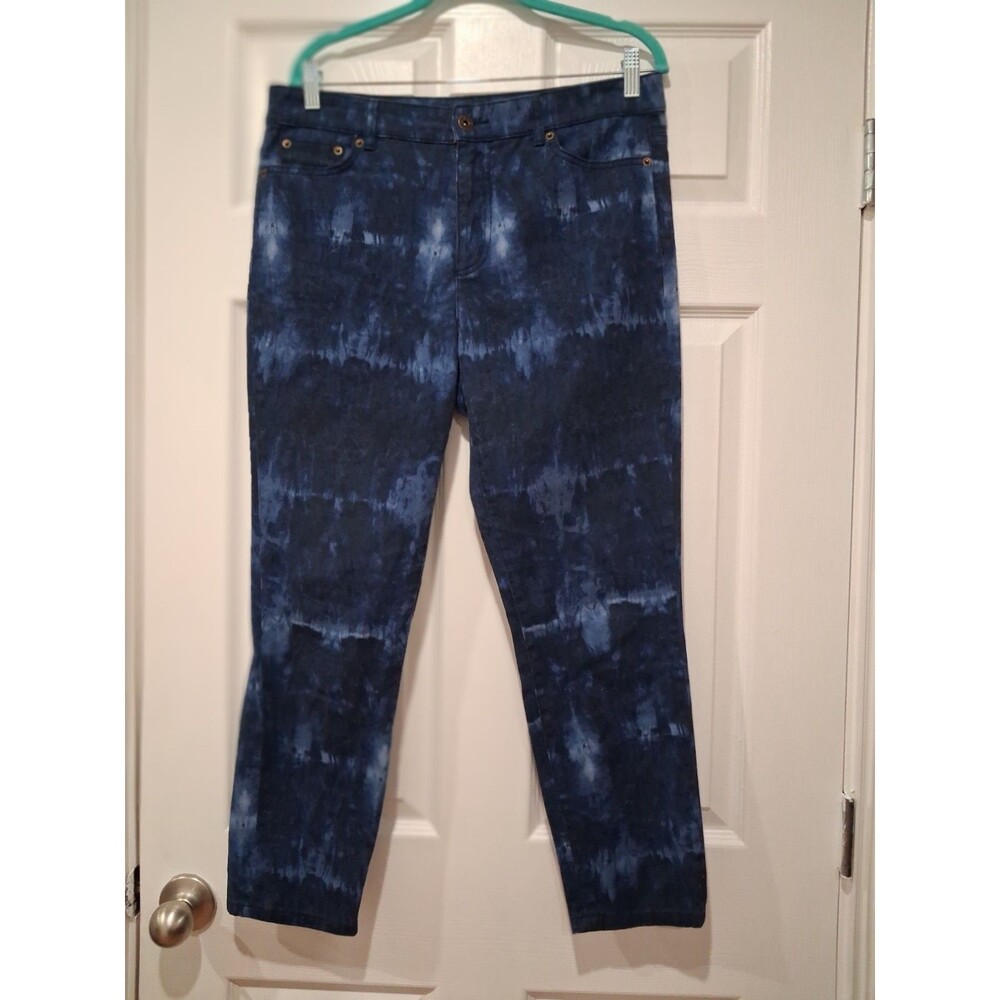 Lauren Ralph Lauren Women's Skinny Slim Fit Tie-Dye Blue Jeans, 12